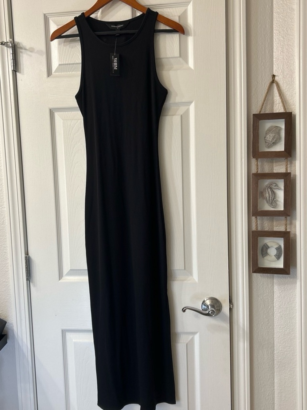 White House Black Market Black Ribbed Sleeveless Maxi Dress